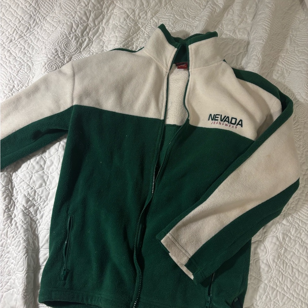 Green and White Nevada Zip-Up fleece